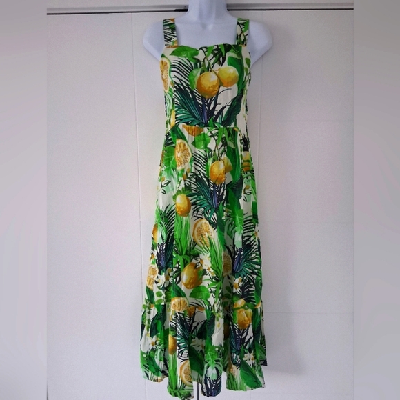 NWT Bellambra/ 🍋Lemon🍋 Made In Italy/ Tropical Sleeveless Dress/ Size US S - Picture 2 of 15